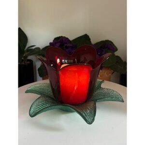 Studio Nova Glass Tulip Flower Frosted Glass Votive Candle Holder